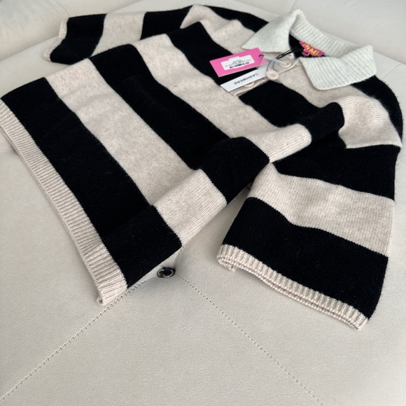 DRISCOLL CASHMERE SHORT SLEEVE STRIPED SWEATER SIZE SMALL - Picture 7 of 7